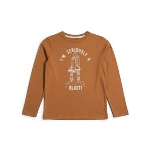 Thereabouts Graphic Long Sleeve T-Shirt Boys Large Mustard Yellow Space Shuttle